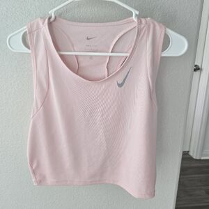 Nike Women's Dri-FIT Race Cropped Running Tank Top Pink Large